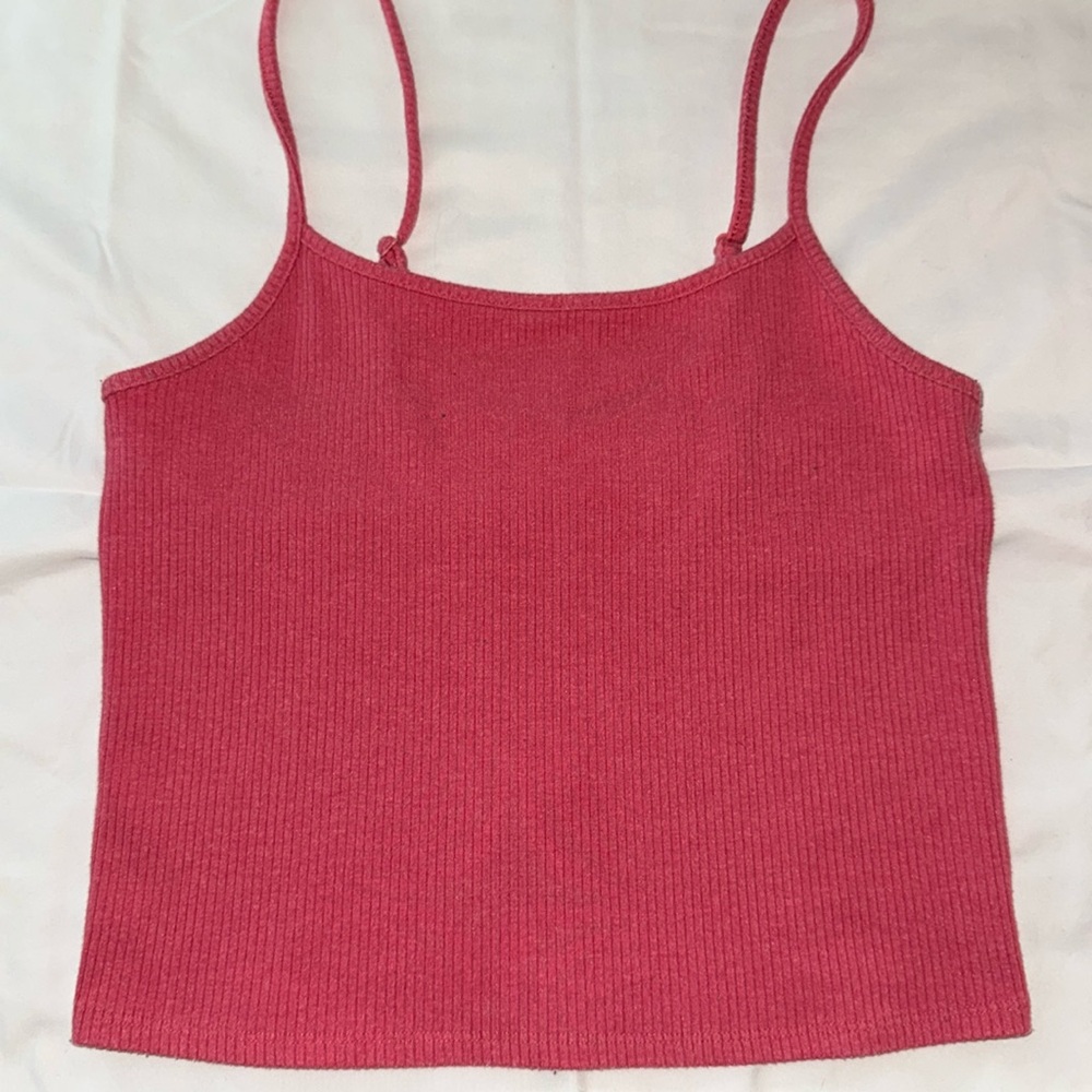 Red ribbed tank top